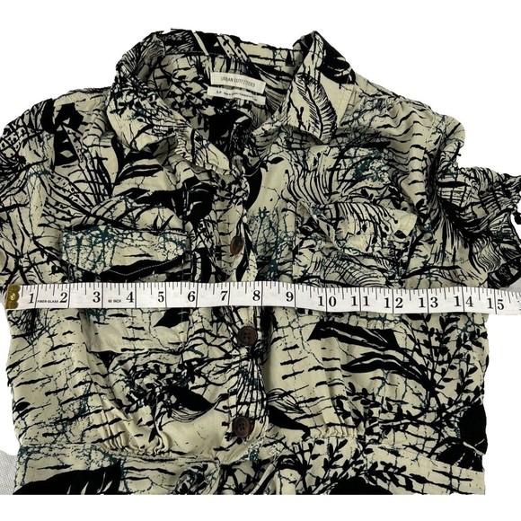 Urban Outfitters Small Button Down Crop Top Nylon Beige Black Halter - Picture 8 of 11